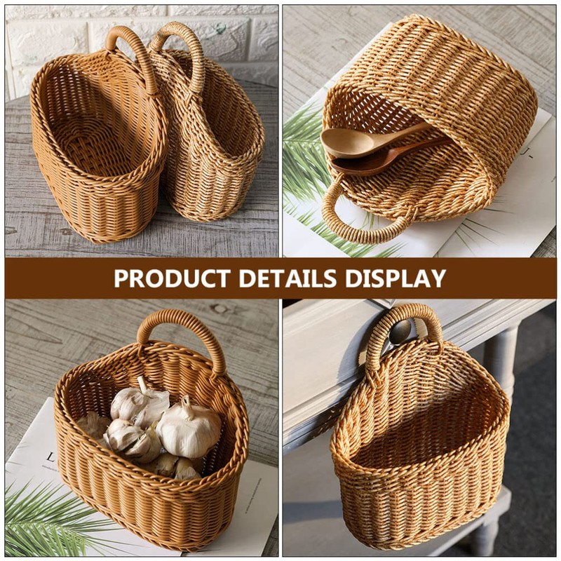Healvian Hanging Basket for Kitchen Ginger and Garlic Organizer Woven