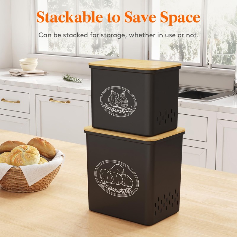 Lifewit Potato and Onion Storage Bin, Stackable Vegetable Storage Tins