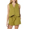 The Drop Women's ESMA Linen Vest Olive Oil, 4X, Plus
