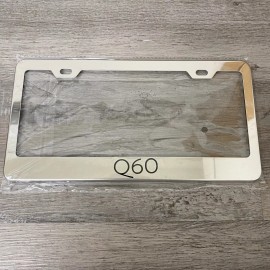 For Infiniti Q60 Mirror Chrome Finish Stainless Steel Metal License Plate Frame
