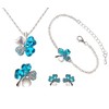 Phoenix Lucky Four-Leaf Clover Crystal Necklace & Bracelet & Earrings
