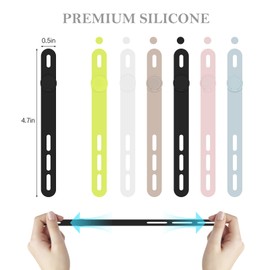 Donruby 30Pcs Silicone Cable Ties - Reusable & Washable with Adjustable Locking Buckle Design, High Elasticity Cable Straps for Home, Office, School, Travel Essential Cord Organizer (6 Colors)