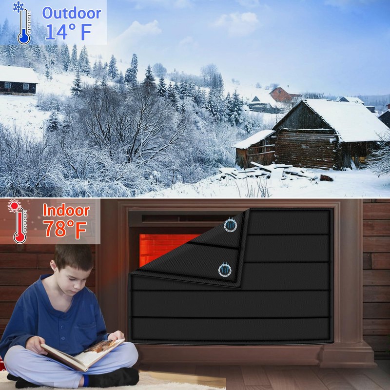 Magnetic Fireplace Blanket for Heat Loss Indoor Fireplace Covers Keep