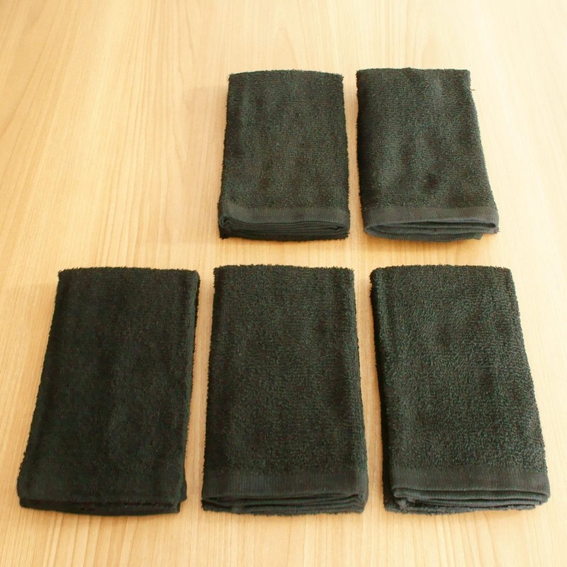 Ace AG1365 Commercial Towels, Long Length, Set of 5, Black,
