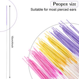 360 Pieces Ear Hole Floss Earrings Hole Cleaner Disposable Piercing Aftercare Cleaner Earrings Piercing Cleaning Line Ear Piercing Care Cleaning Tool for Women Men (Pink, Purple, Yellow)