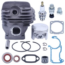 Adefol Cylinder Piston Kit for Stihl 026 MS260 Series Chainsaw, Nikasil 44.7mm Cylinder Kit + Piston + Gaskets + Oil Seals + Spark Plug + Decompression Valve Spare Parts Kit 16 in 1# 1121 020 1217