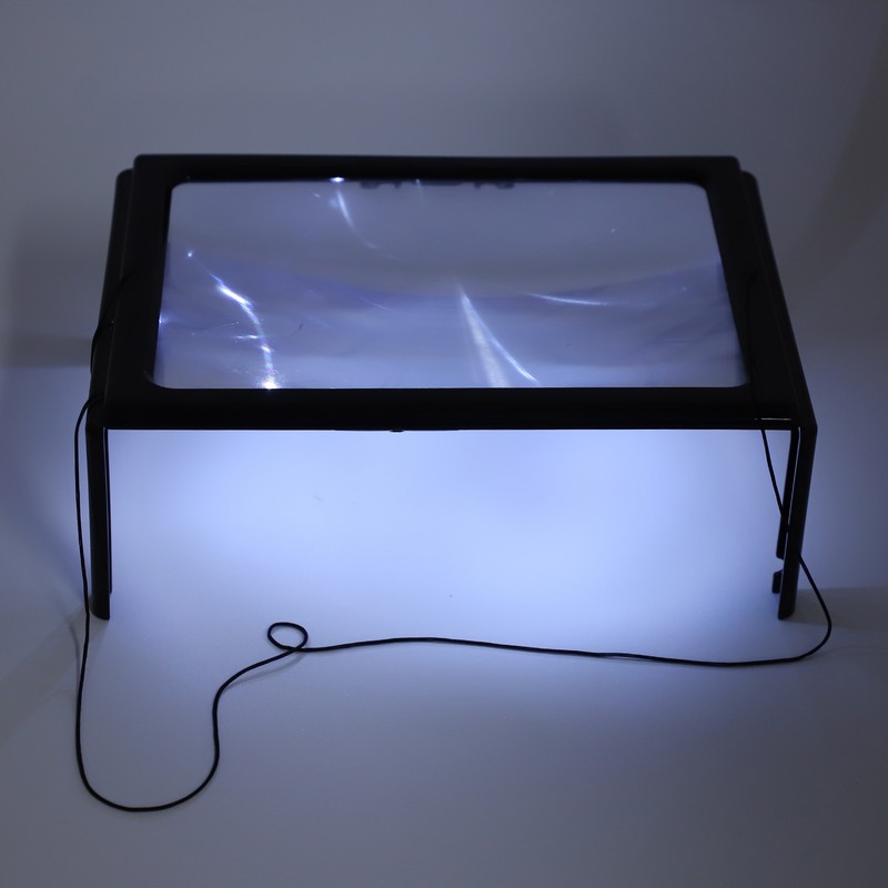 A4 Size Reading Magnifying Glass with LED Light and Stand