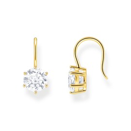 Thomas Sabo H2287-414-14 Earrings with Large White Cubic Zirconia Gold-Plated Silver, Sterling Silver, Cubic Zirconia