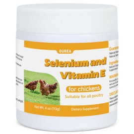 Selenium and Vitamin E Powder for Chickens, Selenium for Chickens, Immune System, Muscle Support & Prevents, Improve Wry Neck, Selenium, Vitamin E Supplements, Suitable for All Poultry, Chicken & More