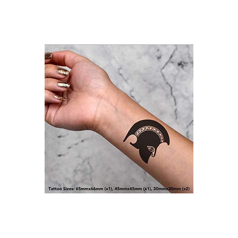 Azeeda 4 x 'Griechischer Helm' Temporäre Tattoos - Wasserfest, Hautfreundlich