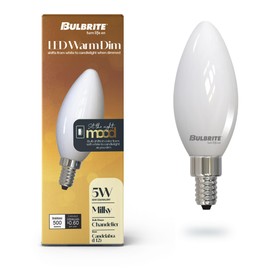 5 Watt LED B11 Light Bulbs, Warm Dimming 3000K (Soft White) - 1800K (Candlelight), 500 Lumens