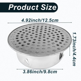 Floor Drain Cover Stainless Steel Anti-Clogging Grille Cover Snap-in Floor Drain Filter with Drain Holes 4.3 Inch Round
