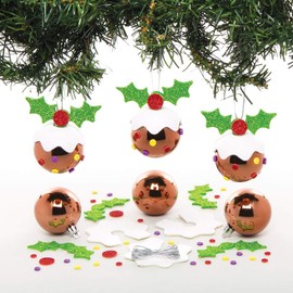 Baker Ross AT231 Christmas Pudding Bauble Kits (Pack of 6) -Festive Arts and Crafts, Assorted