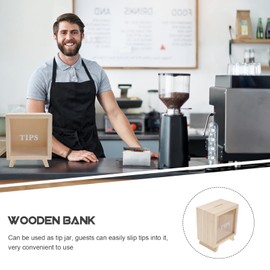 NUOBESTY Barattolo di mancia in legno Scatole di mancia per soldi Contenitore di stoccaggio di denaro Suggerimento per barista Ristorante Bar Musicista può essere messo all'interno ma non rimosso