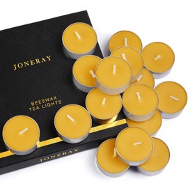 16 Packs Beeswax Tealight Candles,Natural Beeswax Tea Lights Candle in Aluminum Cups,4-5 Hour Burn Time,Unscented Smokeless Candles