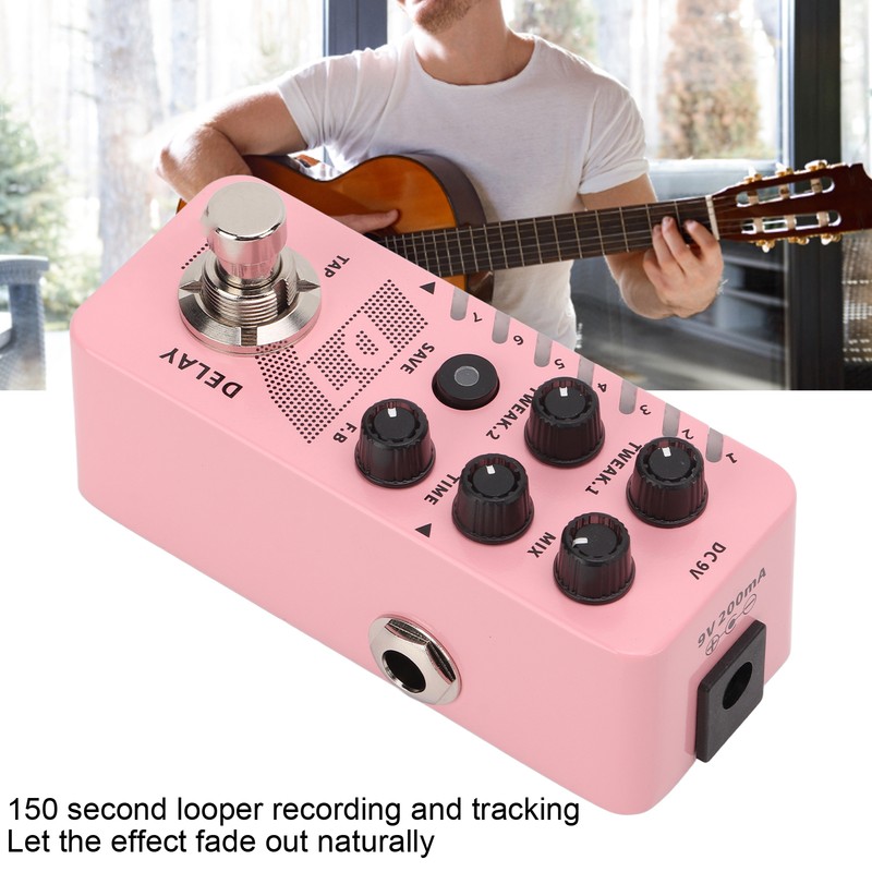 Digital Delay Pedal Metal Pink Guitar Looper Effect Pedals with