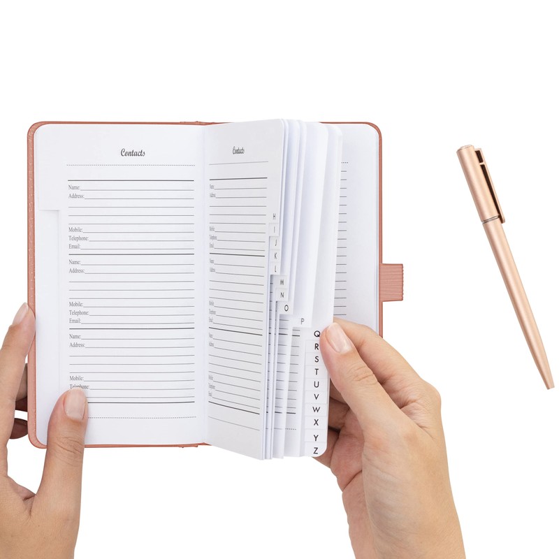 Evelay Address Book A-Z Pink Index Hard Back Cover Slim