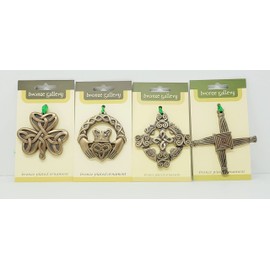 Irish Christmas Tree Hanging Oranaments Set of 4 Ireland Emblems Celtic Bronze Decoration by Royal Tara