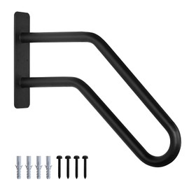 Purife Heavy Duty Black Hand Railings for Stairs Outdoor (1-3 Steps) - U Shaped Matte Safety Grab Bars for Elderly, Wall Mounted Handrails for Indoor Concrete Steps for Garage, Porch, Basement