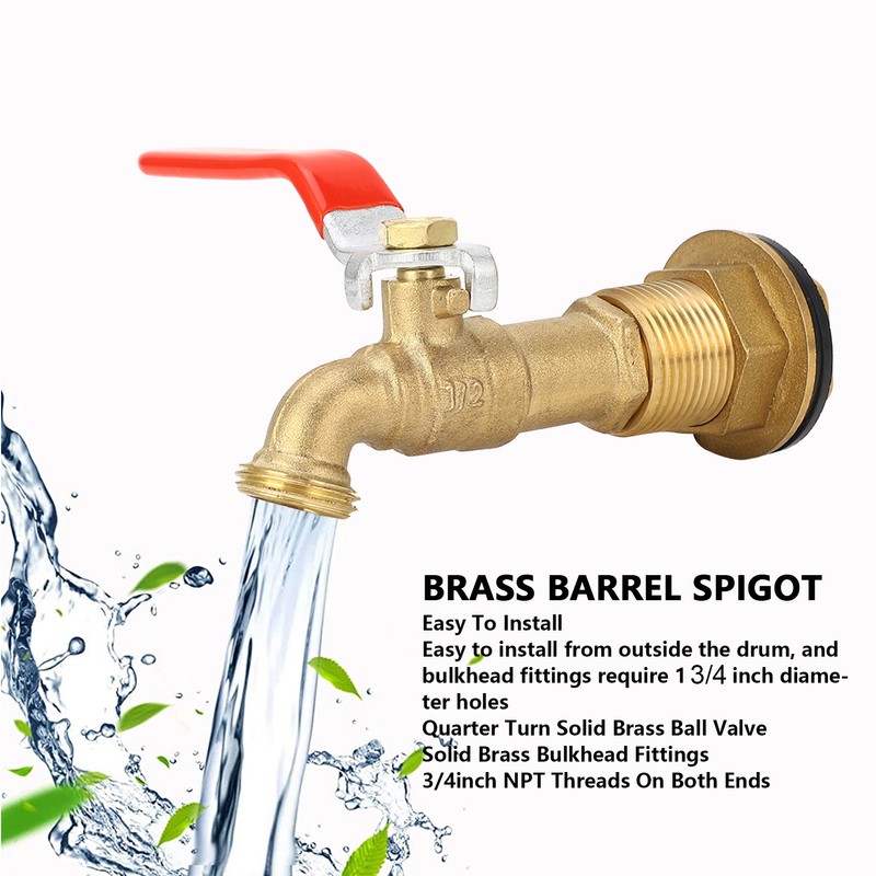 Rain Barrel Spigot 1/2 Inch Quarter Turn Ball Valve Rain