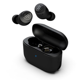 JLab Go Air Pop+ True - Audífonos inalámbricos Bluetooth 5.3 y funda de carga, negro, conexión dual, resistencia al sudor IPX4, 3 ajustes ecualización Signature, Balanced, Bass Boost