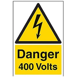 V Safety Danger 400 Volts Warning Sign - 200mm x 300mm - 1mm Rigid Plastic