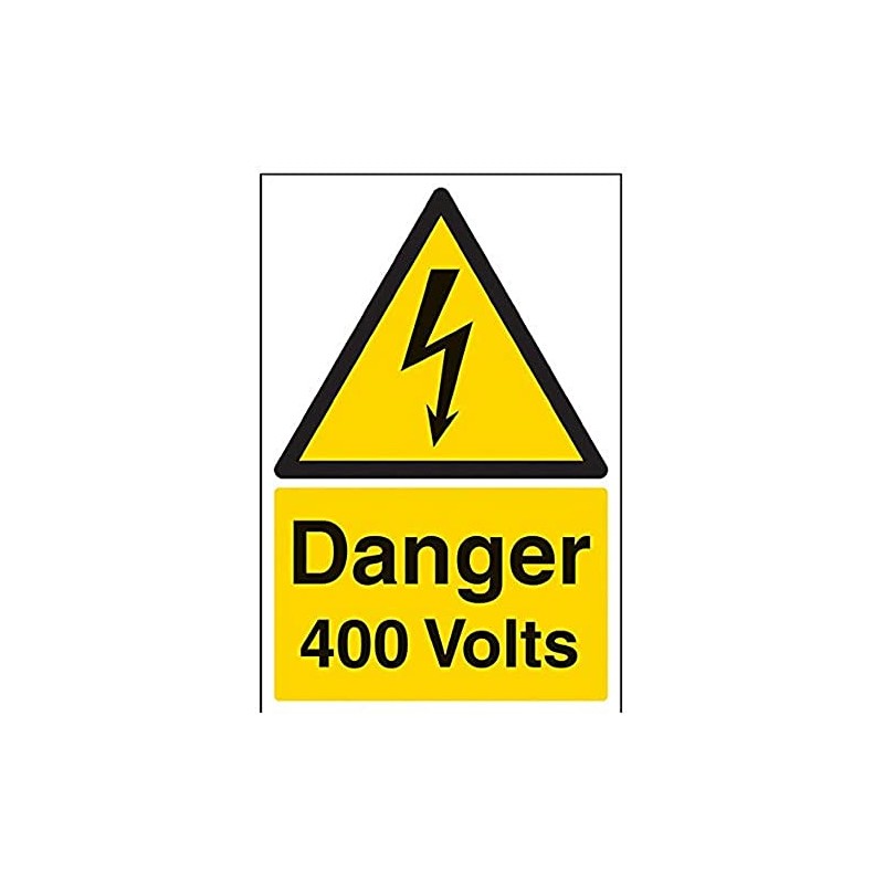 V Safety Danger 400 Volts Warning Sign - 200mm x