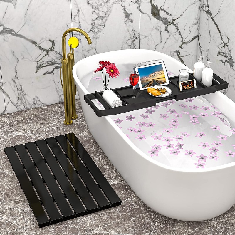 Domax Bathtub Caddy Tray Expandable Bamboo Tub Tray for Luxury