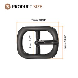 SUIKIHUM 5 Pack Roller Belt Buckle, 0.6 Inch Single Prong Belt Buckle, Oval Roller Pin Buckle Zinc Alloy for Bag Keychain, Black