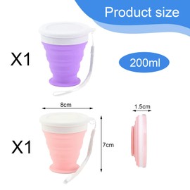 SWYSGS Folding Cup with Lid Reusable Foldable Cup Outdoor Camping Folding Cup for Hiking/Picnic/Travel