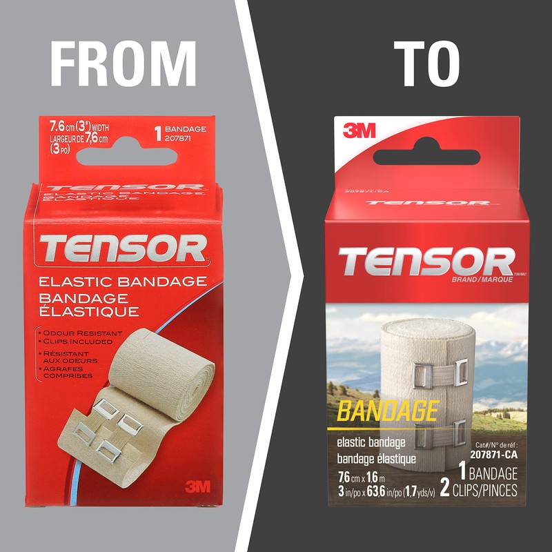 Tensor Elastic Bandage Wrap, 3-Inch, Beige