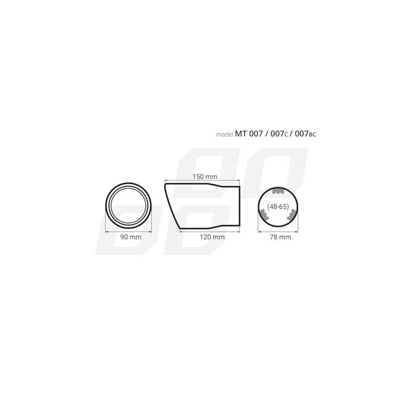MT007BLC Exhaust Trim Tailpipe Stainless Steel Round 90 mm Blue