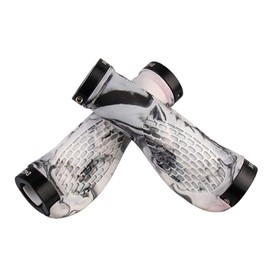 VOANZO Bicycle Handlebar Grips, 2 Sided Locking, Non-Slip TPR Rubber Grip, Bicycle Grips Fits BMX, Mountain, Downhill, Urban Bikes - White