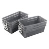 Cadineer 6 Packs Storage Basket with Handles, Plastic Grey Baskets,