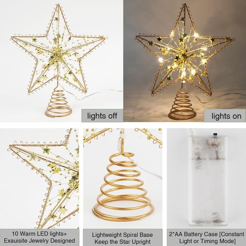 Sprinlot Christmas Tree Top Star, Christmas Tree Topper, Christmas Tree