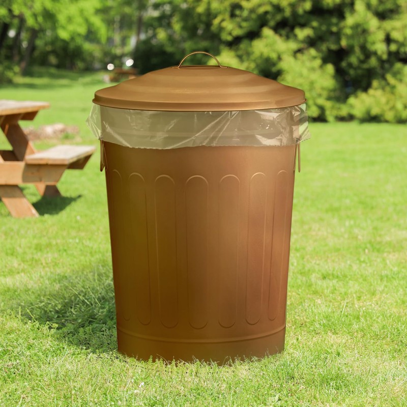 Plexon Round Trash Can 13 Gallon, Vintage Metal Outdoor Trash