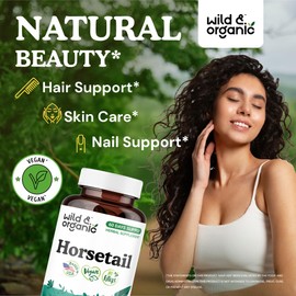 Wild & Organic Horsetail Capsules - 120 Count- Hair Skin Nails Supplement