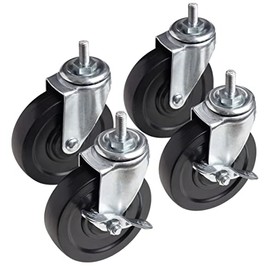 4" Casters with 2 locking casters, 3/8" bolt size, 4-pack