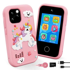 GKTZ Kids Smart Phone Toys - Dual Camera Cell Phone for Kids, Unicorn Toys for Girls Age 4-6, Toddler Play Phone for 3 4 6 7 8 Years Old Girl Birthday Gifts Ideas
