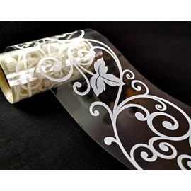 JZ·HOME 6003 White Transparent Lace Wallpaper Border Peel and Stick, Removable Waterproof Window Sticker Self Adhesive Vines Floral Decals Border for Glass Mirror Shop Display Decor DIY 3.93''x32.8ft