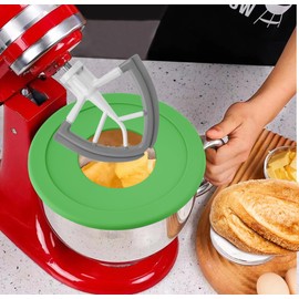 Stainless Steel Bowl Compatible with Kitchenaid Mixer 4.5/5QT，With Lid,5 Quart Stainless Bowl for Kitchen Aid Mixing,With Green Lid