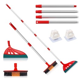 Magic Air Silicone Broom Sweeper, Multifunction Silicone Broom, Household Squeegee Broom for Floor Cleaning, Bathroom, pet Hair, Dog Broom Brush Set Red