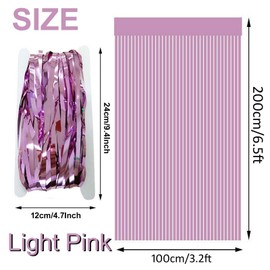 2 Pack 3.3 x 6.6 ft Pink Metallic Tinsel Foil Fringe Curtains Photo Booth Props for Birthday Wedding Engagement Bridal Shower Baby Shower Bachelorette Holiday Celebration Party Decorations