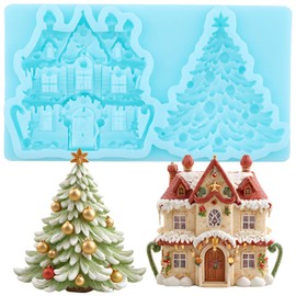 Christmas Tree Silicone Molds Christmas House Fondant Mold