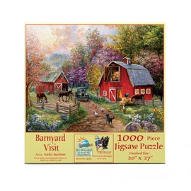 SUNSOUT INC - Barnyard Visit - 1000 pc Jigsaw Puzzle by Artist: Nicky Boehme - Finished Size 20" x 27" - MPN# 19163