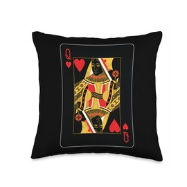 Queen of Hearts Playing Card Throw Pillow