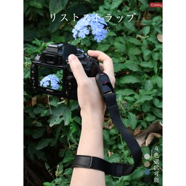 [Cobby] Wrist Strap Hand Strap Magnetic Buckle Anchor Design Nylon + Leather for SLR Mirrorless with Oval Triangle Ring Interchangeable (Black)