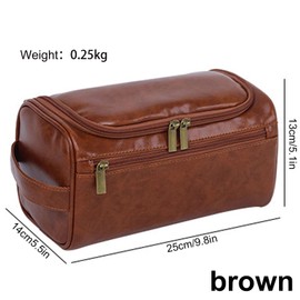 PU Leather Travel Toiletry Bag for Men, Vintage Makeup Bags for Travel Waterproof Cosmetic Bag,Portable Makeup Pouch Makeup Organizer (Brown)
