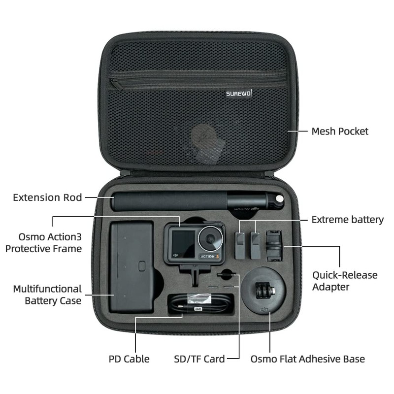 SUREWO Surface Waterproof DJI Osmo Action 5 Pro Carrying Bag,