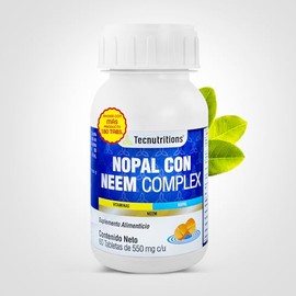 Nopal con Neem Complex – Suplemento alimenticio con Nopal, Neem, Canela y Vitaminas C, E, B6, B9, A y B12 – Apoya digestion, metabolismo y el equilibr